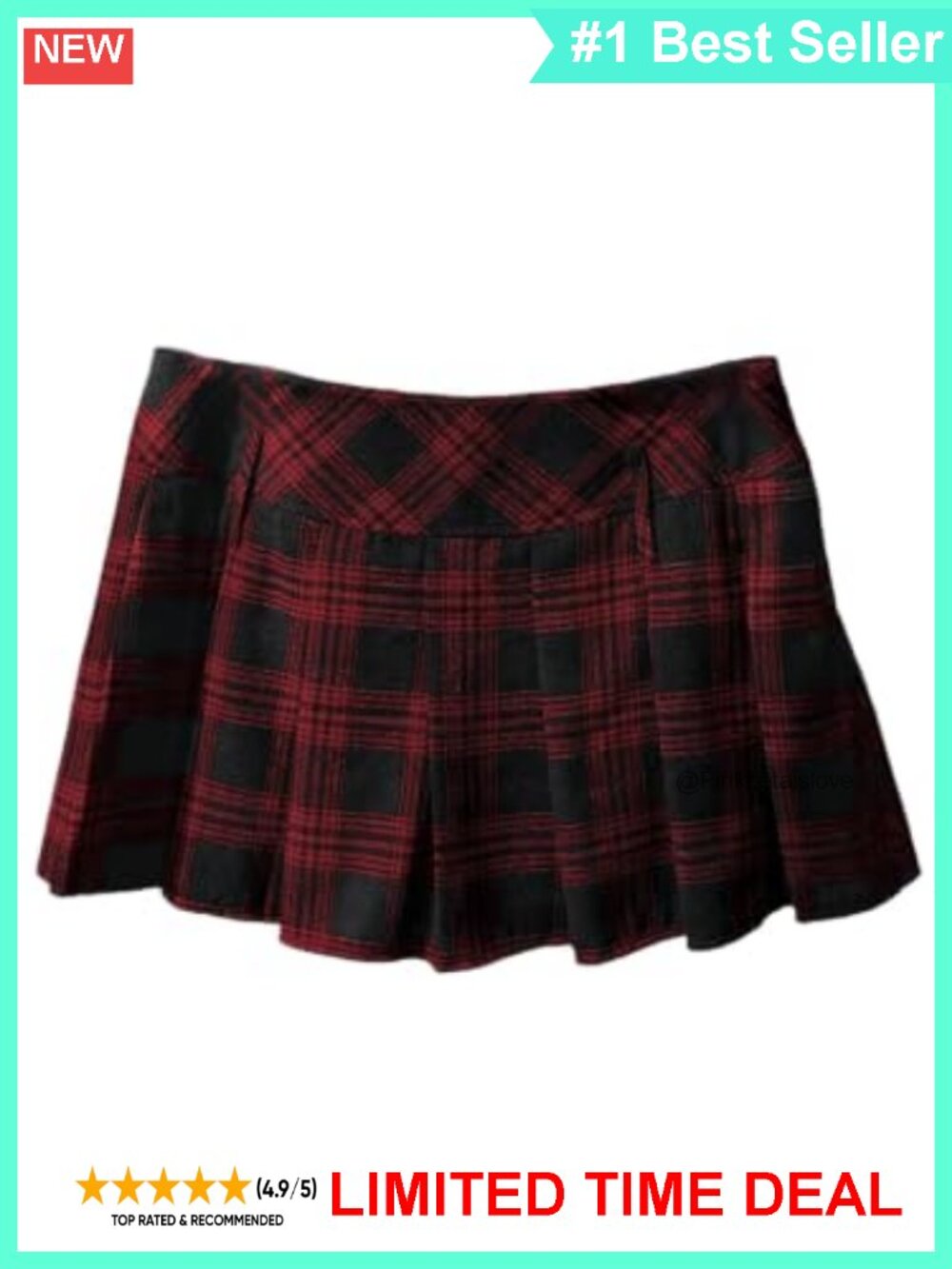 Plaid Pleated Mini Skater Skirt with Built-in Shorts Uniform Y2K